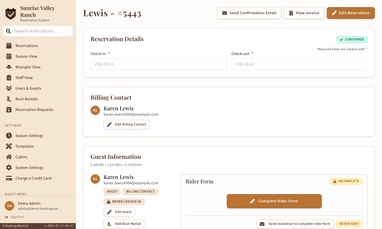 Reservation detail