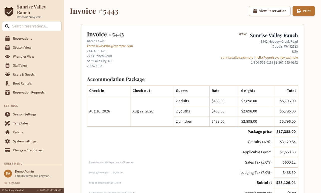 Guest invoice